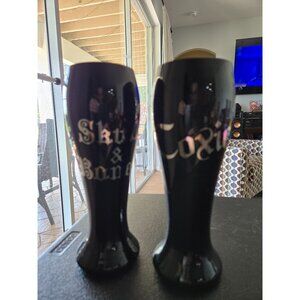 Toxic & Skull & Bones black beer (2) glasses
